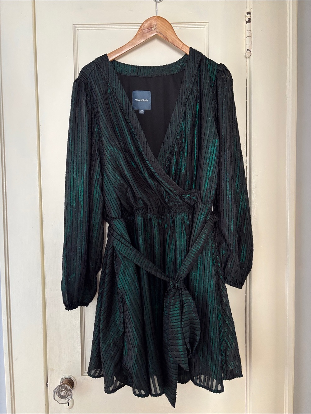 ModCloth Emerald Green and Black sheer/metallic Dress